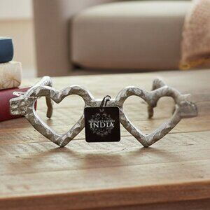 2 for $20 NWT Metal Heart-Shaped Glasses Decorative Coffee Table Decor Aluminum